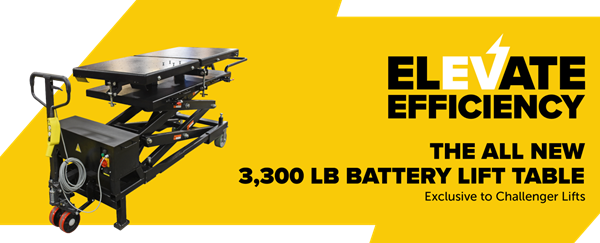 Challenger Lifts 3,300 lb battery-powered scissor lift table – Elevate Efficiency